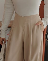 High Waist Crossover Pleated Wide-Leg Pants