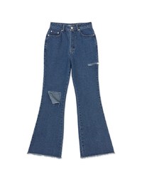 Distressed Frayed Bell Jeans