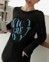 Letter Long Sleeve Knit Top