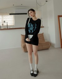 Letter Long Sleeve Knit Top