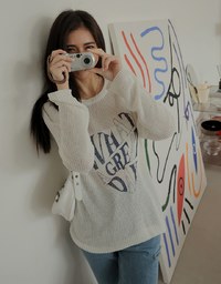 Letter Long Sleeve Knit Top