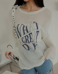 Letter Long Sleeve Knit Top