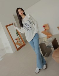 Letter Long Sleeve Knit Top