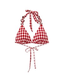 【PUSH UP】Wrinkled Colorful Plaid Single Tie Strap Bikini