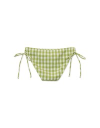 Wrinkled Colorful Plaid Side Tie Strap Bikini Bottom