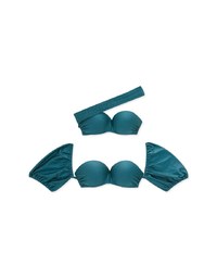 [ KAREN ] Multi Way Thick Strap Puffy Sleeve Knit Bikini Top 【PUSH UP】