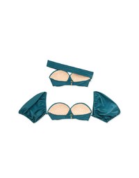 [ KAREN ] Multi Way Thick Strap Puffy Sleeve Knit Bikini Top 【PUSH UP】