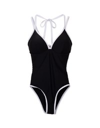 【DOUBLE PUSH】 Sculpting Contrast Tie Strap Swimsuit