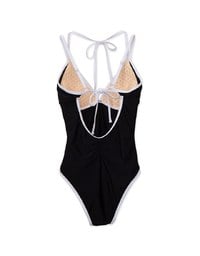 【DOUBLE PUSH】 Sculpting Contrast Tie Strap Swimsuit