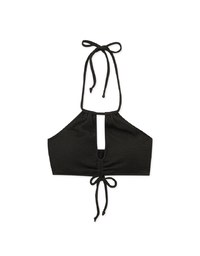 Multi Way Stylish Wrinkle Knit Strap Bikini Top 【PUSH UP】