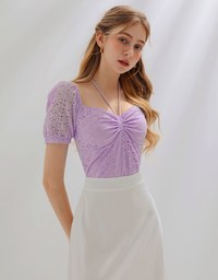 Embroidered Tie Strap Top