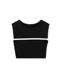 Collared Contrast Ribbed Tank Top