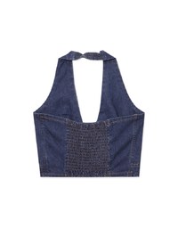 Deep V Neck Halter Jeans Denim Vest