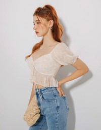 Sheer Ruffled Crop Top