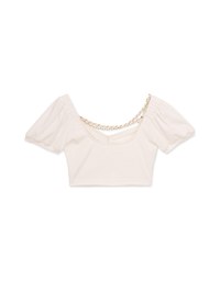 Gold Chain Ruched Ribbed Top