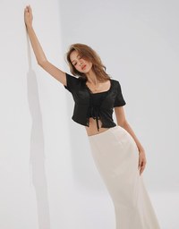 Romantic Lace Satin Tie Top