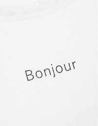 Bonjour Lace Trim Printed Tee