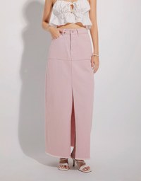 Chic Slit Frayed Jeans Denim Long Skirt