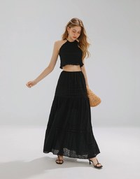 Romantic Lace Drawstring Long Skirt