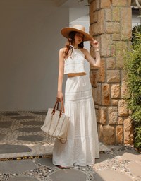 Romantic Lace Drawstring Long Skirt