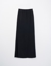 Ruffled Smooth Bodycon Slit Long Skirt