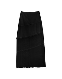 Sheer Mesh Trimmed Long Skirt