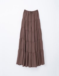 Textured Drawstring Tiered Long Skirt