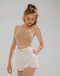 Distressed Frayed Hem Jeans Denim Shorts