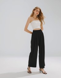 Simple Plain High Waisted Pants Culottes