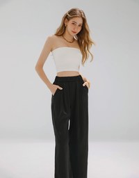 Simple Plain High Waisted Pants Culottes