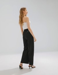 Simple Plain High Waisted Pants Culottes