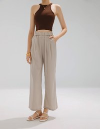 Simple Plain High Waisted Pants Culottes