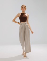 Simple Plain High Waisted Pants Culottes