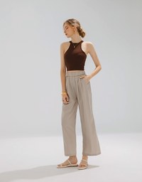 Simple Plain High Waisted Pants Culottes