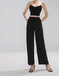 Comfortable Drape Drawstring High Waisted Pants Culottes