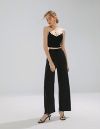 Comfortable Drape Drawstring High Waisted Pants Culottes