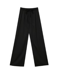 Simple Plain Drawstring High Waisted Pants Culottes