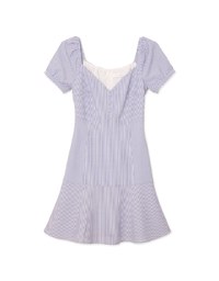 French Striped Bubble Gauze Mini Dress