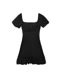 Hollow Back Puff Sleeve Padded Mini Dress