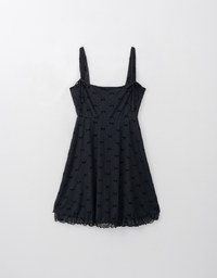 3D Flocking Print Bows & Ribbons Checker Mini Dress