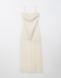 Glossy Satin Splice Cami Padded Maxi Dress