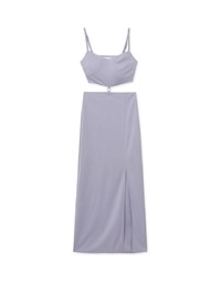 Sexy Hollow Slit Spaghetti Strap Padded Maxi Dress