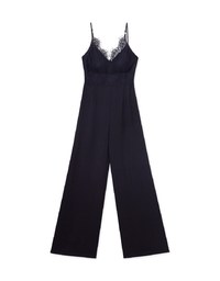 French Style Eyeleash Embroidered Padded Jumpsuit