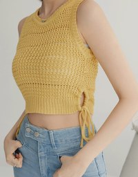 Hole Side Drawstromg Knit Vest