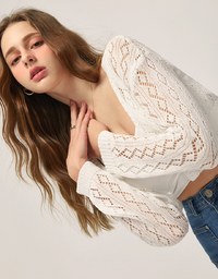 Checkered Sheer Knitted Top