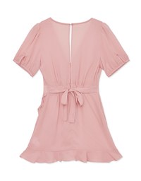 Puff Sleeve Tie Strap Fishtail Mini Dress