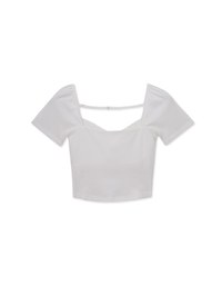 Solid Color Heart Neckline Knit Padded Top