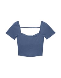 Solid Color Heart Neckline Knit Padded Top