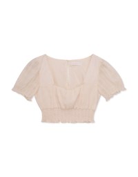 Square Neck Sheer Puff Sleeve Top