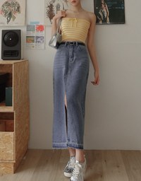 Classic Slit Jeans Denim Long Skirt